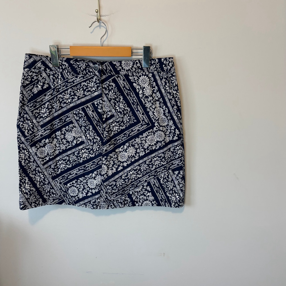 Karen Scott Women's Navy Blue & White Floral Paisley Cotton Tennis Skort, SZ 10 - Picture 5 of 6